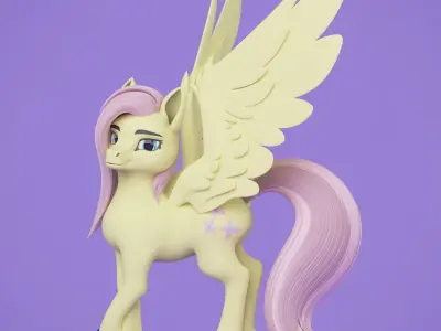 Stylized Fluttershy from My Little Pony G4 Low-poly 3D model