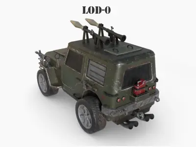 Post Apocalyptic Jeep Low-poly War Car Game Asset  Low-poly 3D model