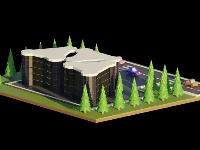 bulding store full set 02 Low-poly 3D model