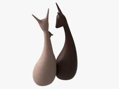 Abstract Animal Ceramic Figurine Set 03 3D model