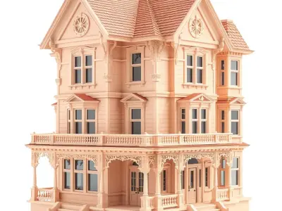 Victorian Peach House model pack Low-poly 3D model