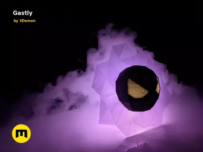 Gastly Low Poly Vapor Decoration 3D print model