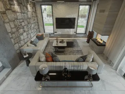 LIVING ROOM INTERIOR SCENE 3D model buy