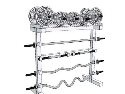 Fitness Equipment Storage Rack Low-poly 3D model