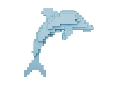 Voxel Dolphin v1 002 Low-poly 3D model