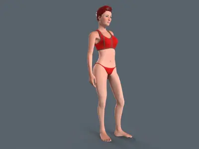 Red Woman Low-poly 3D model
