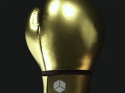Boxing Glove-Gold Low-poly 3D model