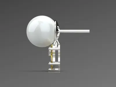 Marquise-cut pearl and diamond STL earrings pe0031 3D print model