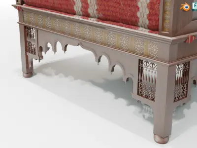 Stylized Sofa chair couch with Wooden patterns 3D model