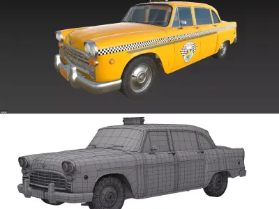 New York Retro Taxi Cab 3D model