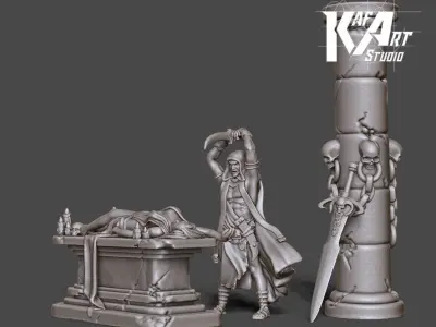 Dark ritual scenery - 35 mm scale 3D print model