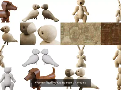 Wooden figurines Kay Bojesen  3D Model Collection