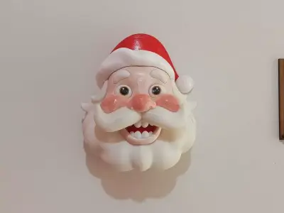 Head Santa Claus wall bust Christmas decoration 3D print model