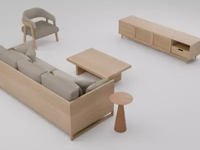 Japandi Style Living Room Collection 3D model