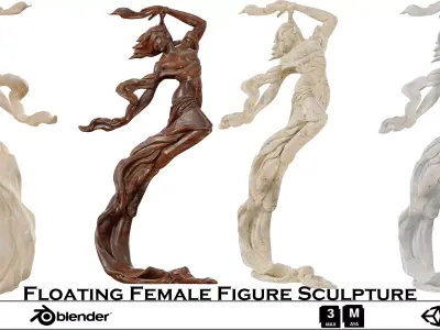 Floating Female Figure Sculpture Low-poly 3D model