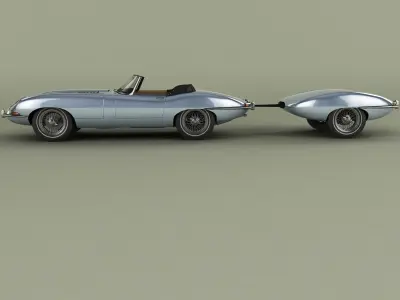 Jaguar E-Type Roadster with trailer 3D model