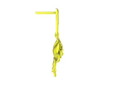 Elegant Rose Flower Heart Drop Earrings for Women 5664 3D print model