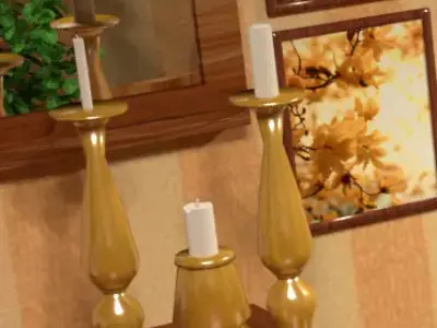 Candlesticks table with two and mirror Free 3D model