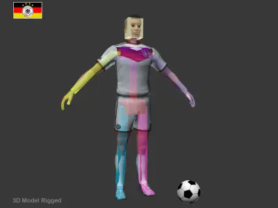 German Soccer Player Rigged Character  Low-poly 3D model