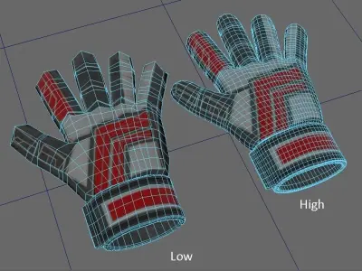 Gloves 3D Soccer Futbol LowPoly HighPoly Low-poly 3D model