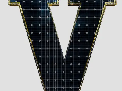 Solar Panel Letter - V 3D model