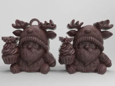christmas gnome with deer hat 3D print model