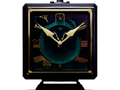 Luxury Square Clock with Green Details Low-poly 3D model