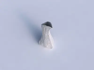 Vase puffy bent triangle with dense mosaic plates 3D print model