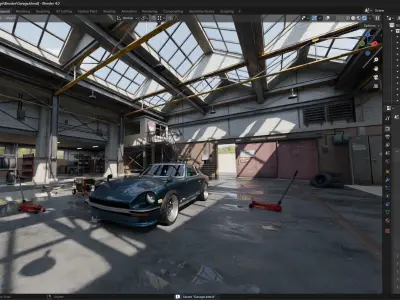 High Detail Garage Low-poly 3D model