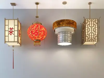 Chinese Hanging Lantern Collection 3D model