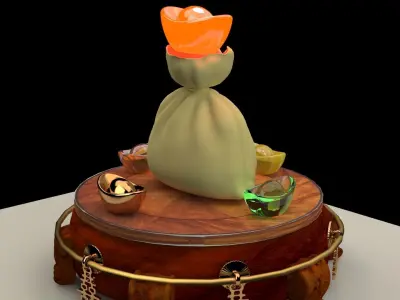 Chinese money bag 3D model purchase