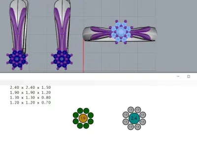 Flower Ring and earrings 3D print model