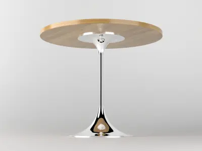 Table bar with round wooden top and metal base Free 3D model