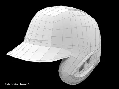 Baseball Helmet One Side LA Blue Low-poly 3D model
