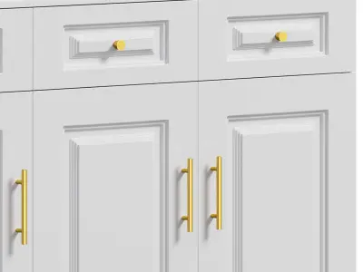 Sumptuous White Wood Sideboard Credenza with Drawers 3D model