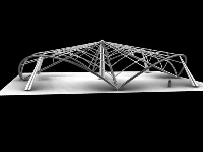 Architectural Tensile Structure 4 sides 3D model