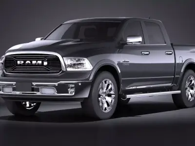 HQ LowPoly Dodge RAM 1500 Laramie Limited 2015 VRAY 3D model