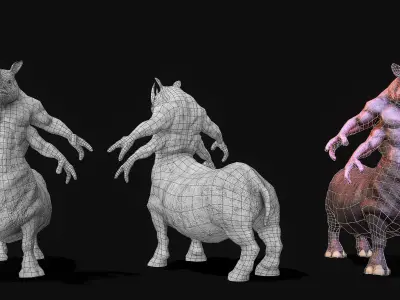 Warrior Rhino Low-poly 3D model
