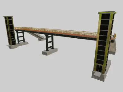Steel Pedestrian Bridge-Elevator-Escalator-Straight Type-22 3D model