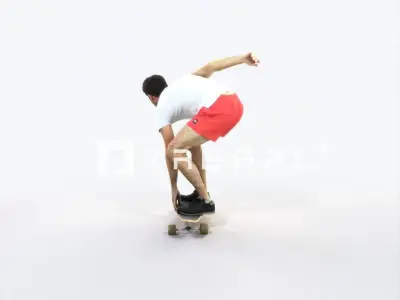 Flow 03L Riding a Skateboard Sports Man Low-poly 3D model