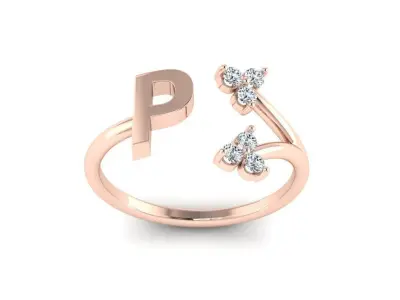 Jewelry Alphabet Ring P with Diamonds  3D print model