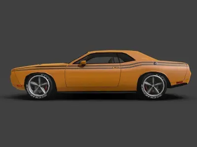 Low Poly Car Model orange dodge challenger Low-poly 3D model