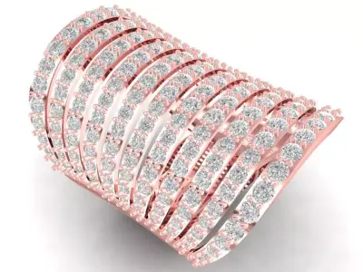 Luxury Wide Multi Row Diamond Band Ring for Women 3D Model 2683 3D print model