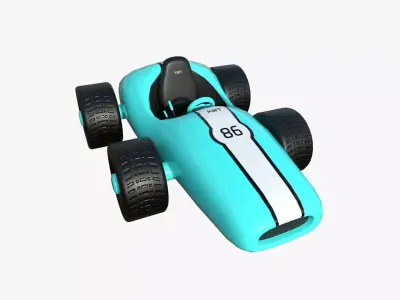 Cartoon Kart F10 Light Blue - Vehicle Racing Design Low-poly 3D model