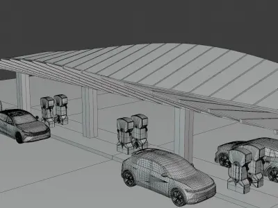 Charging station with cars II 3D model