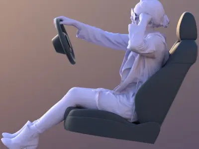 Laura 10567 - Driving Casual Girl Low-poly 3D model