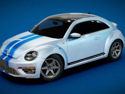VW Beetle Turbo 2015 Low-poly 3D model