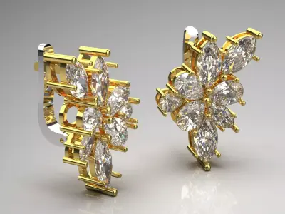 Wedding jewellry stl 3d Hoop Earrings model je0020 3D print model