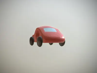 Wooden Toy Car Red low poly game ready Low-poly 3D model