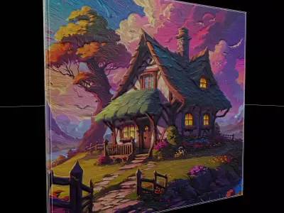 Fantasy House Painting One Low-poly 3D model